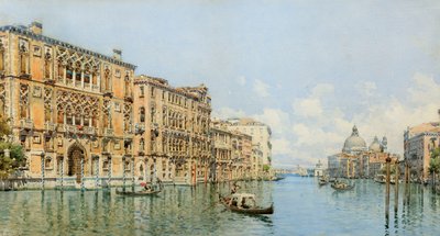 Een Uitzicht op het Canal Grande met Palazzo Cavalli-Franchetti en Santa Maria della Salute door Gino de Colle